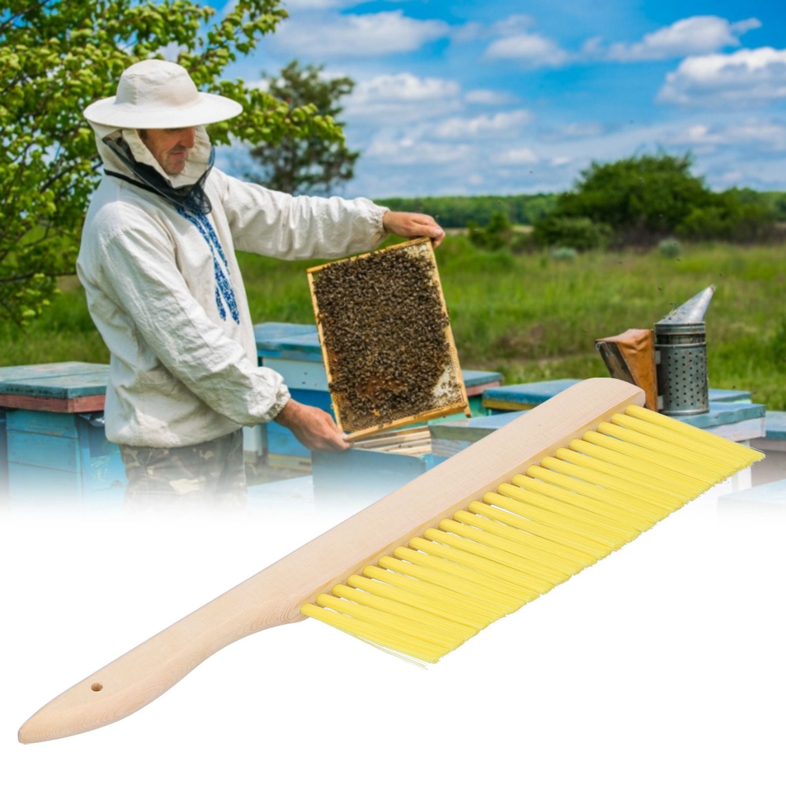 Beehive Brush Flexible Soft Beekeeping Brush Cleaning Equipment with Wooden view 12