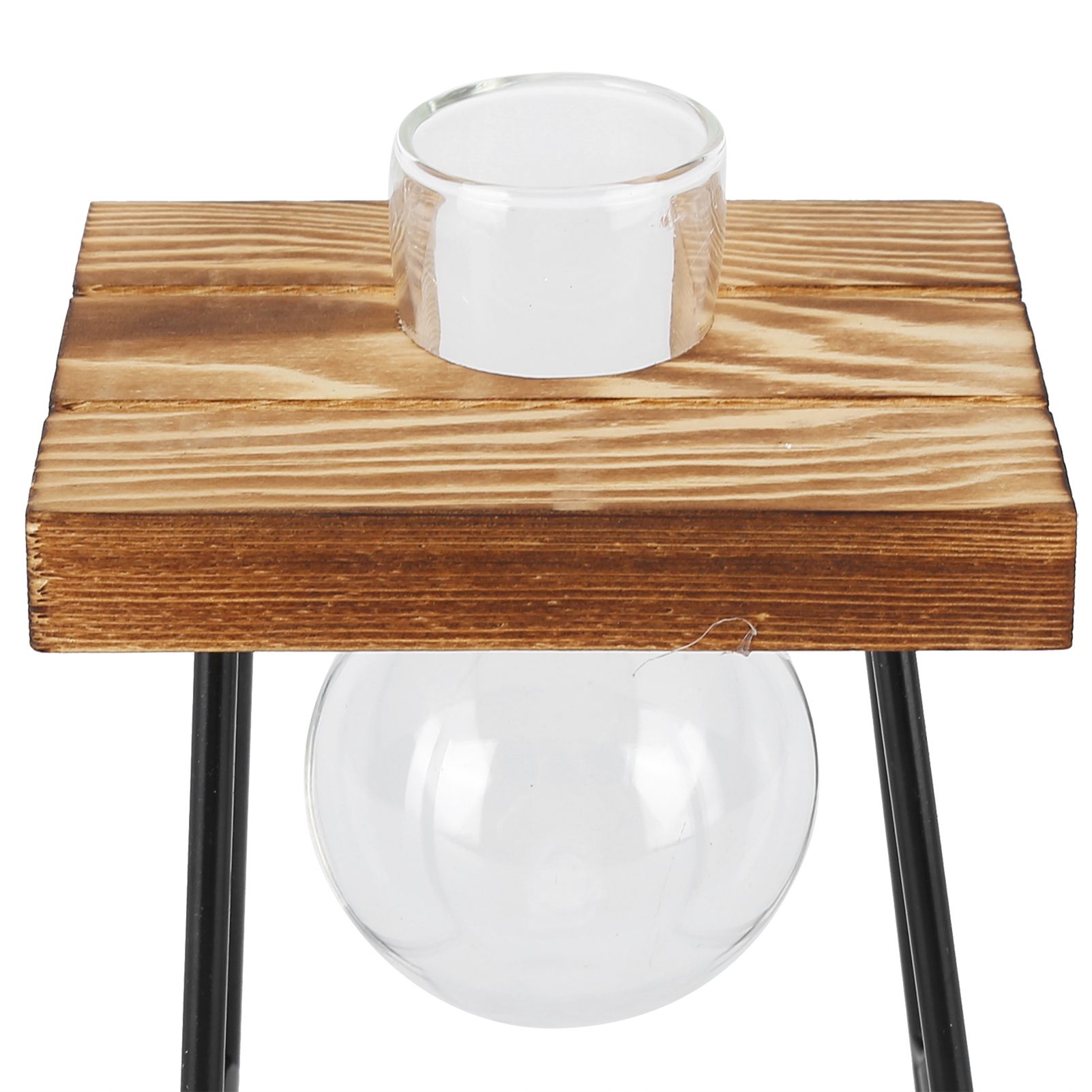 Desktop Glass Planter Wooden Stand Bulb Glass Vase Hydroponics Plant Planter view 13