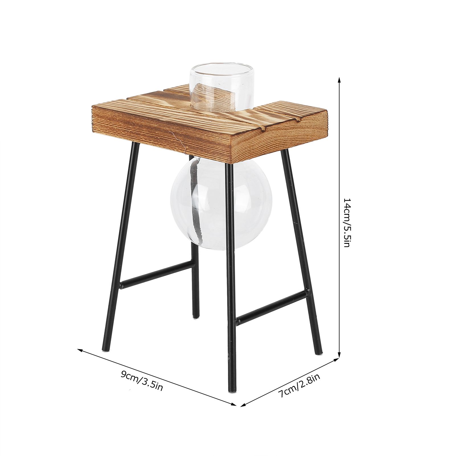 Desktop Glass Planter Wooden Stand Bulb Glass Vase Hydroponics Plant Planter view 15