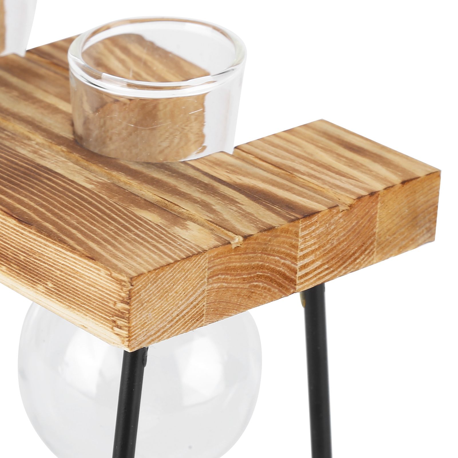 Desktop Glass Planter Wooden Stand Bulb Glass Vase Hydroponics Plant Planter view 13