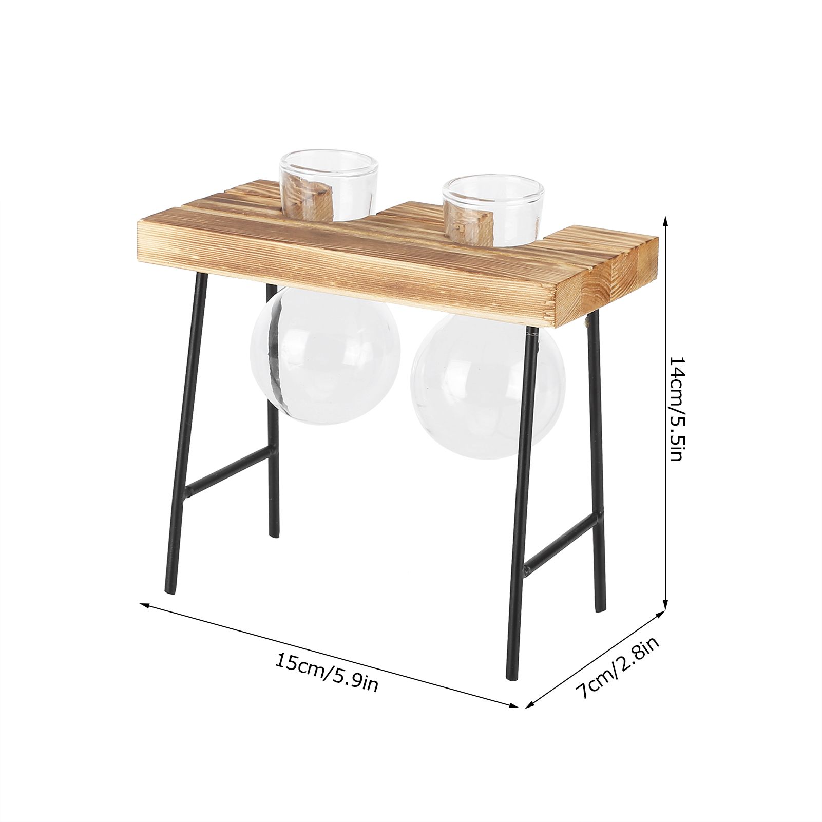 Desktop Glass Planter Wooden Stand Bulb Glass Vase Hydroponics Plant Planter view 15