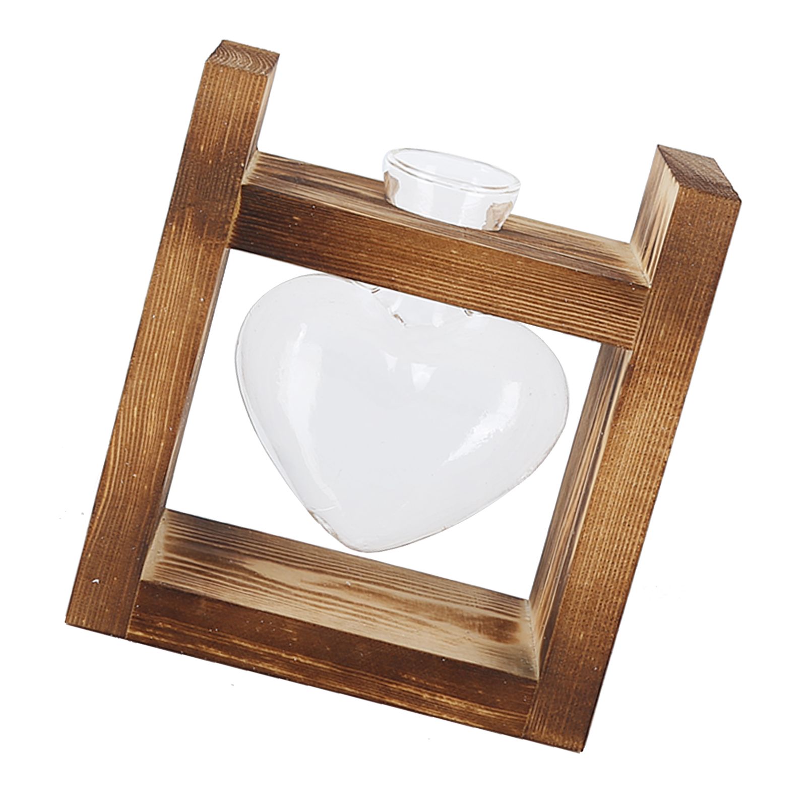 Innovative Flower Pot with Vintage Wooden Frame Transparent Tabletop Vase Home view 2