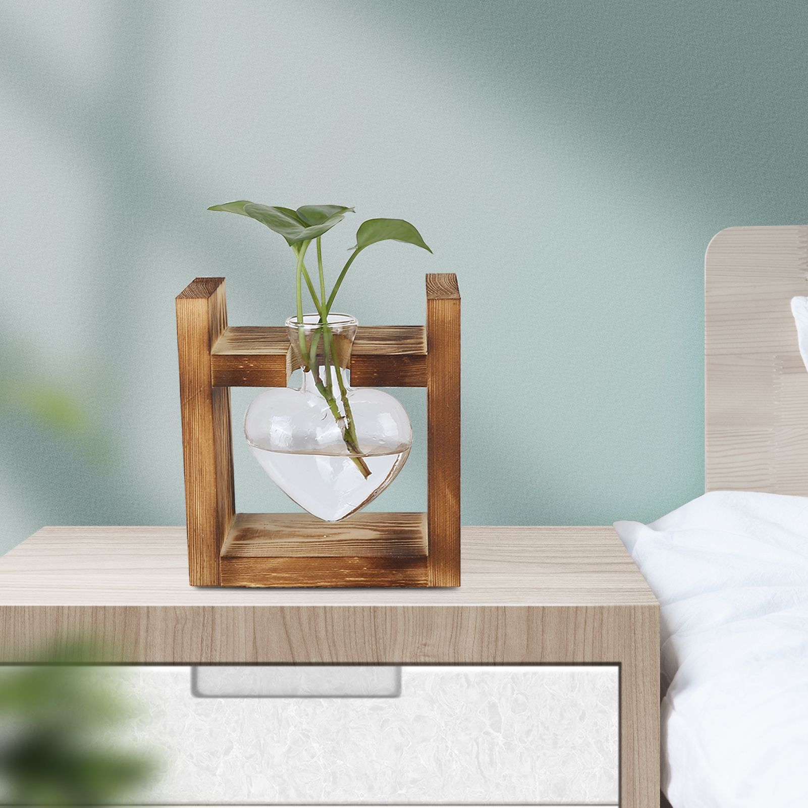 Innovative Flower Pot with Vintage Wooden Frame Transparent Tabletop Vase Home view 12