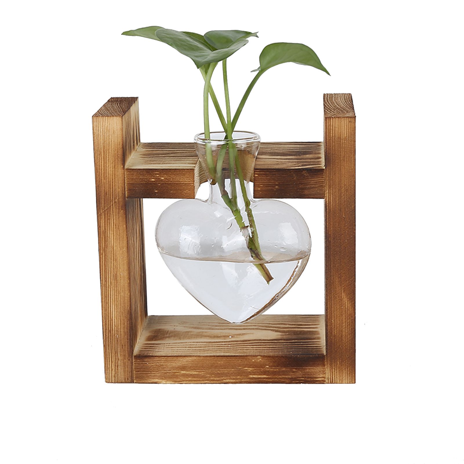 Innovative Flower Pot with Vintage Wooden Frame Transparent Tabletop Vase Home view 13