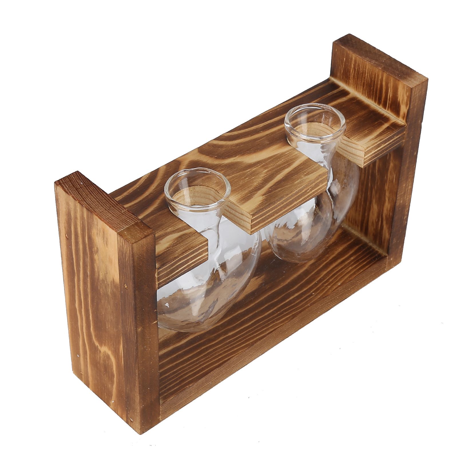 Innovative Flower Pot with Vintage Wooden Frame Transparent Tabletop Vase Home view 6
