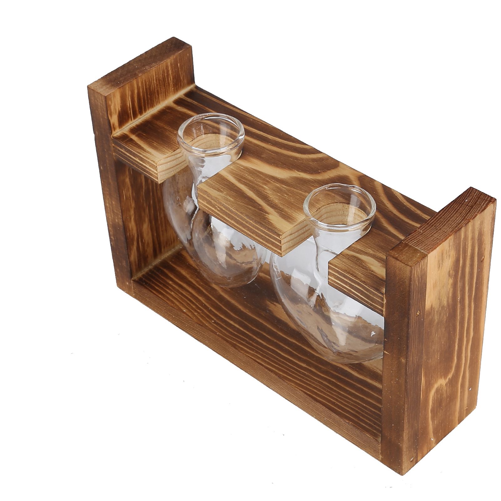 Innovative Flower Pot with Vintage Wooden Frame Transparent Tabletop Vase Home view 7