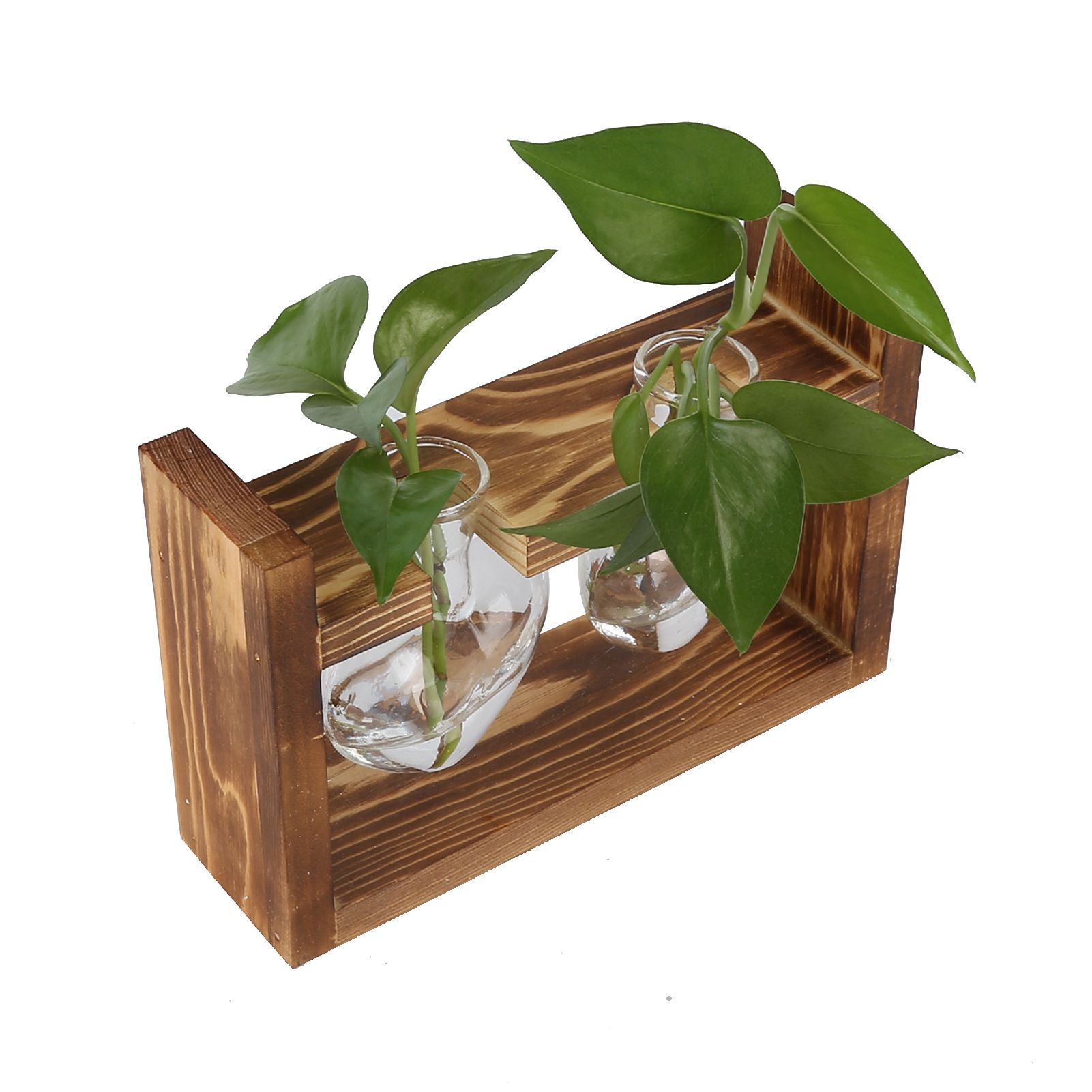 Innovative Flower Pot with Vintage Wooden Frame Transparent Tabletop Vase Home view 8