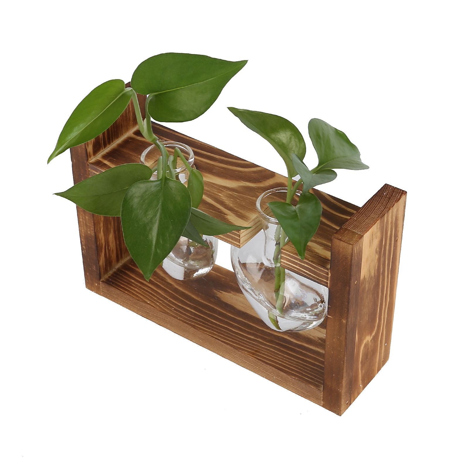 Innovative Flower Pot with Vintage Wooden Frame Transparent Tabletop Vase Home view 9