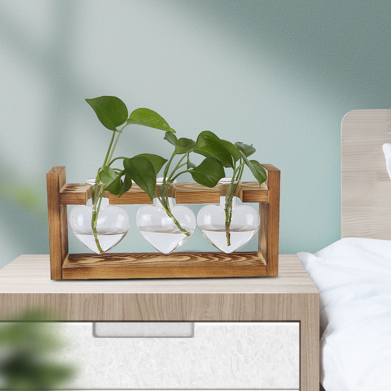 Innovative Flower Pot with Vintage Wooden Frame Transparent Tabletop Vase Home view 12