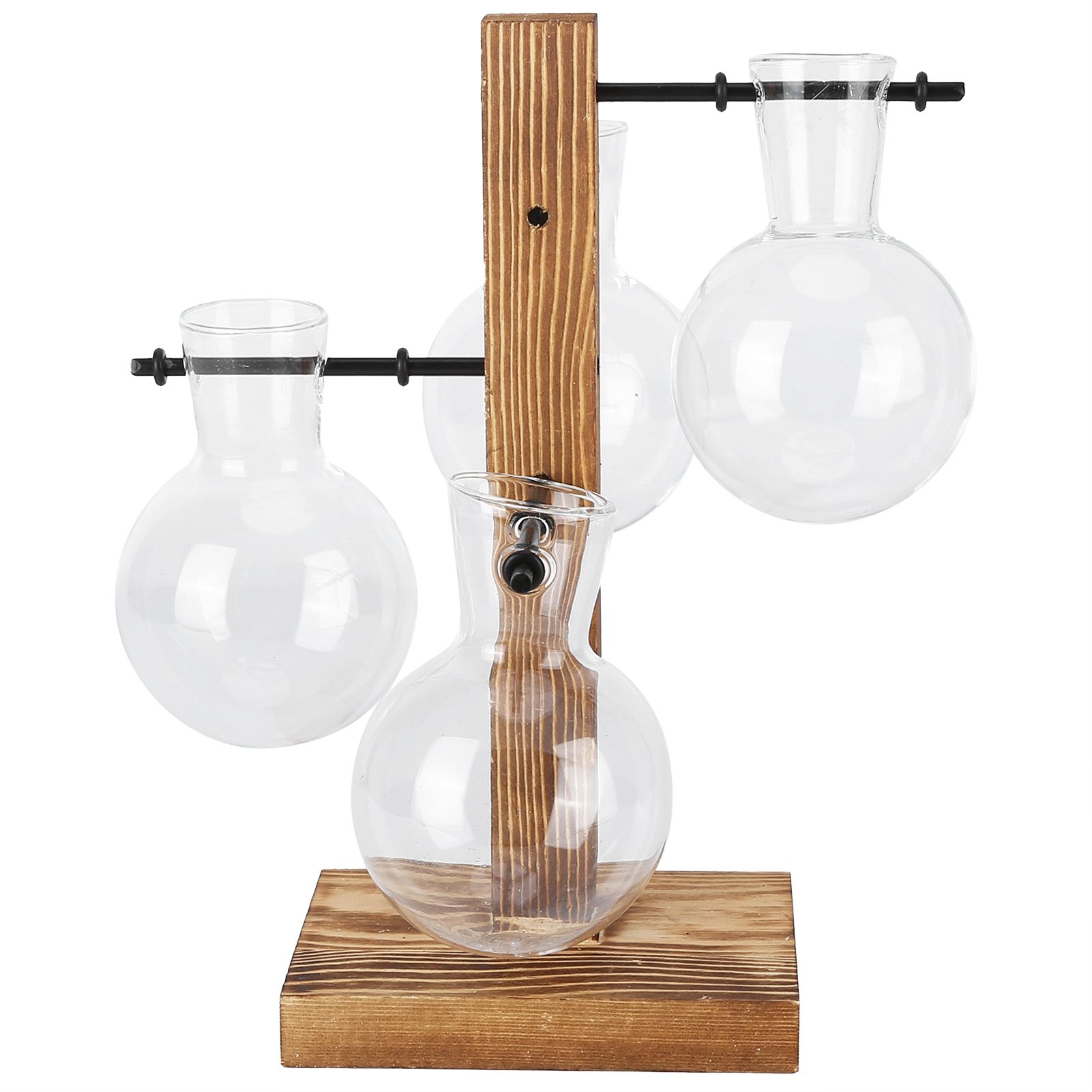 Innovative Hydroponic Vase with Wooden Stand Transparent Desktop Flower Vase view 2