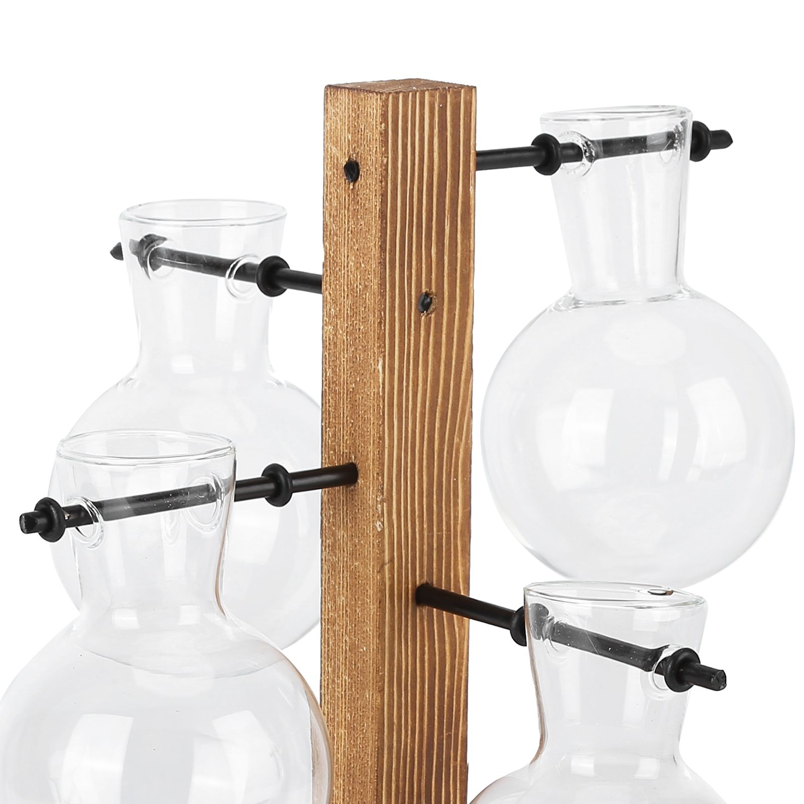 Innovative Hydroponic Vase with Wooden Stand Transparent Desktop Flower Vase view 13