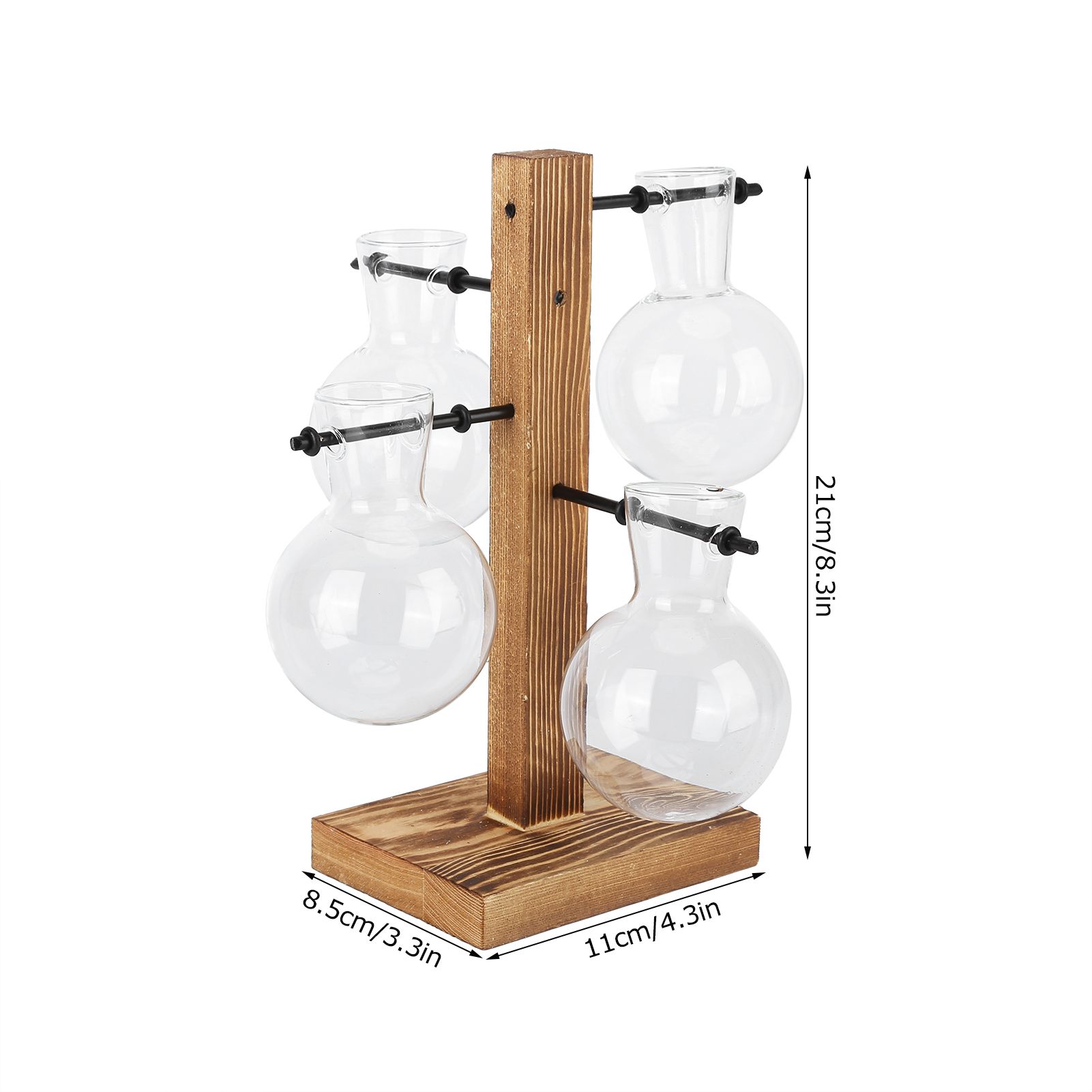 Innovative Hydroponic Vase with Wooden Stand Transparent Desktop Flower Vase view 15