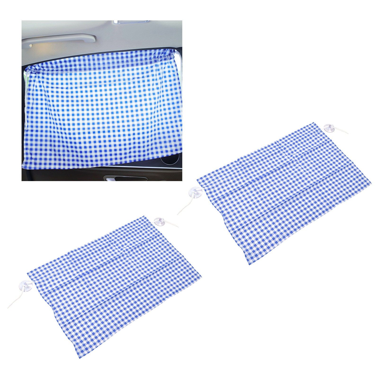 2Pcs Grid Design Anti Ultraviolet Car Curtain Side Car Window Sun Shade with view 12