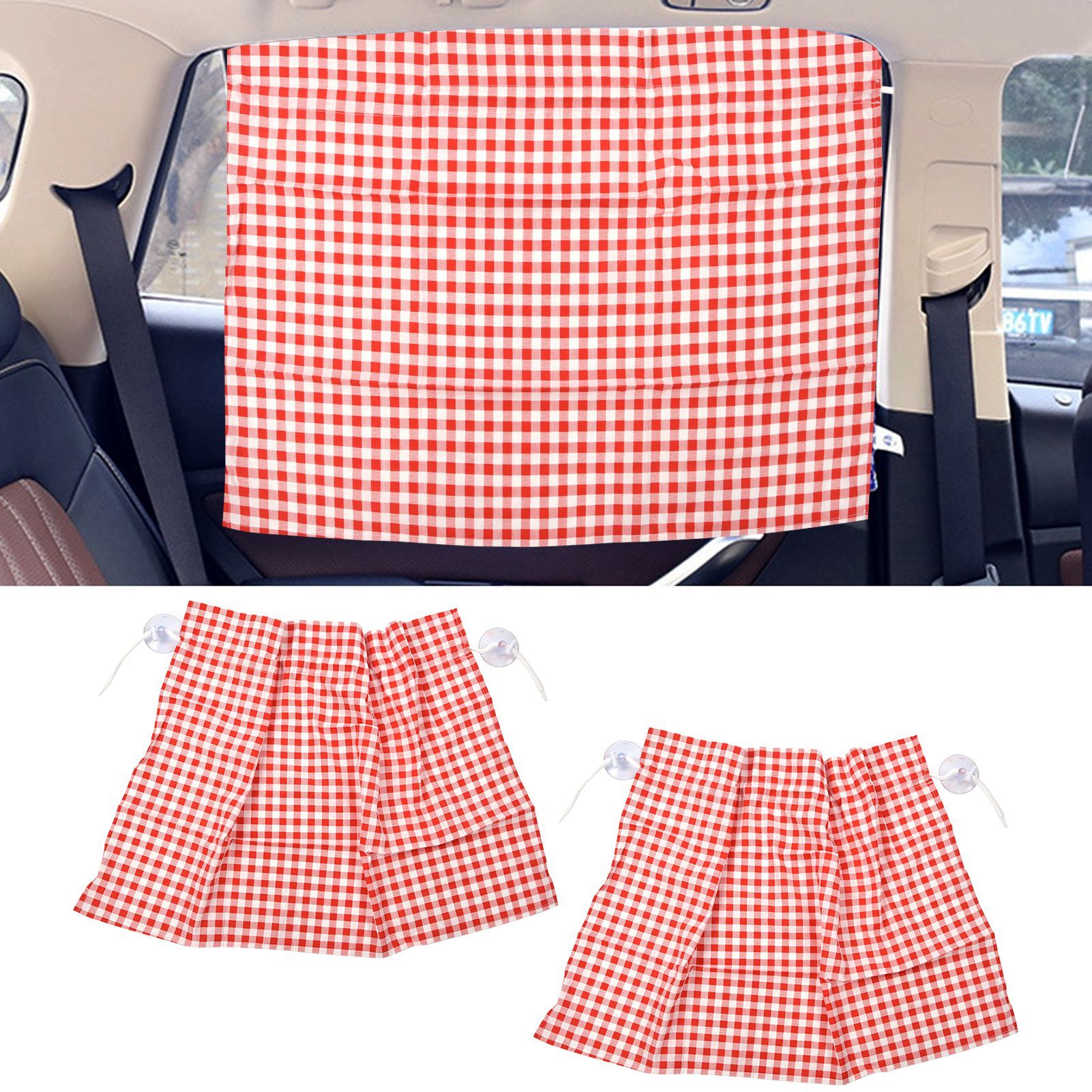 2Pcs Grid Design Anti Ultraviolet Car Curtain Side Car Window Sun Shade with view 11