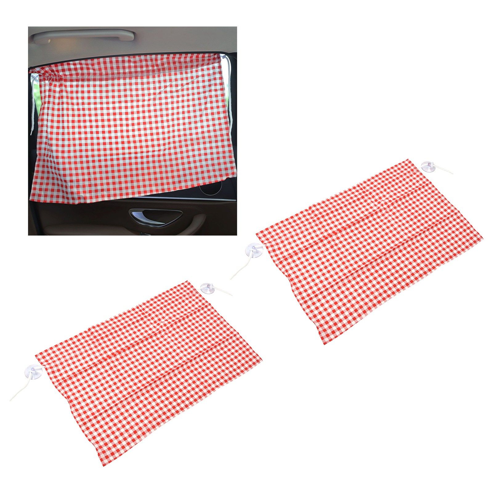 2Pcs Grid Design Anti Ultraviolet Car Curtain Side Car Window Sun Shade with view 12