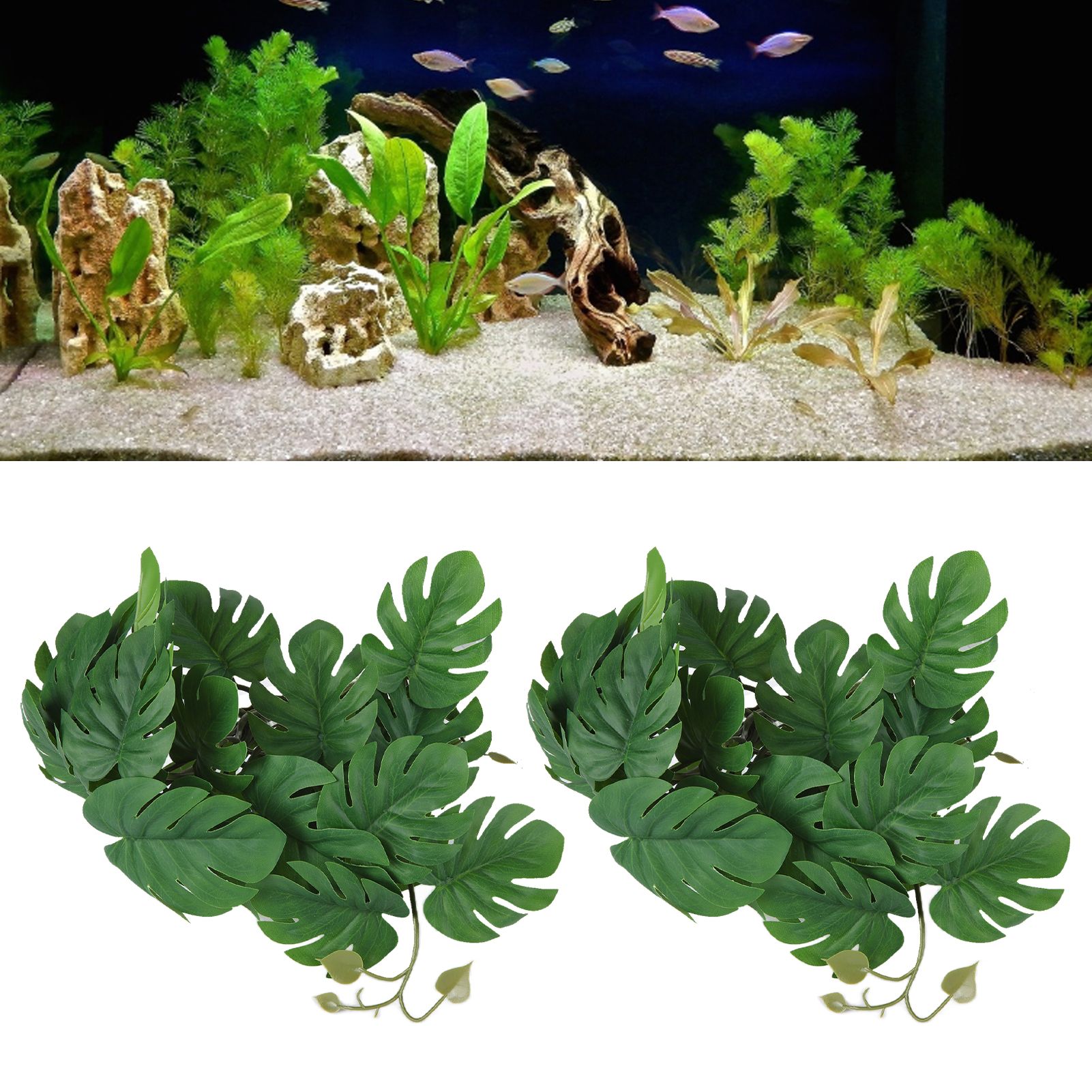 2PCS Artificial Water Plant Simulation Vine Lifelike Plastic Leaves Decoration view 11