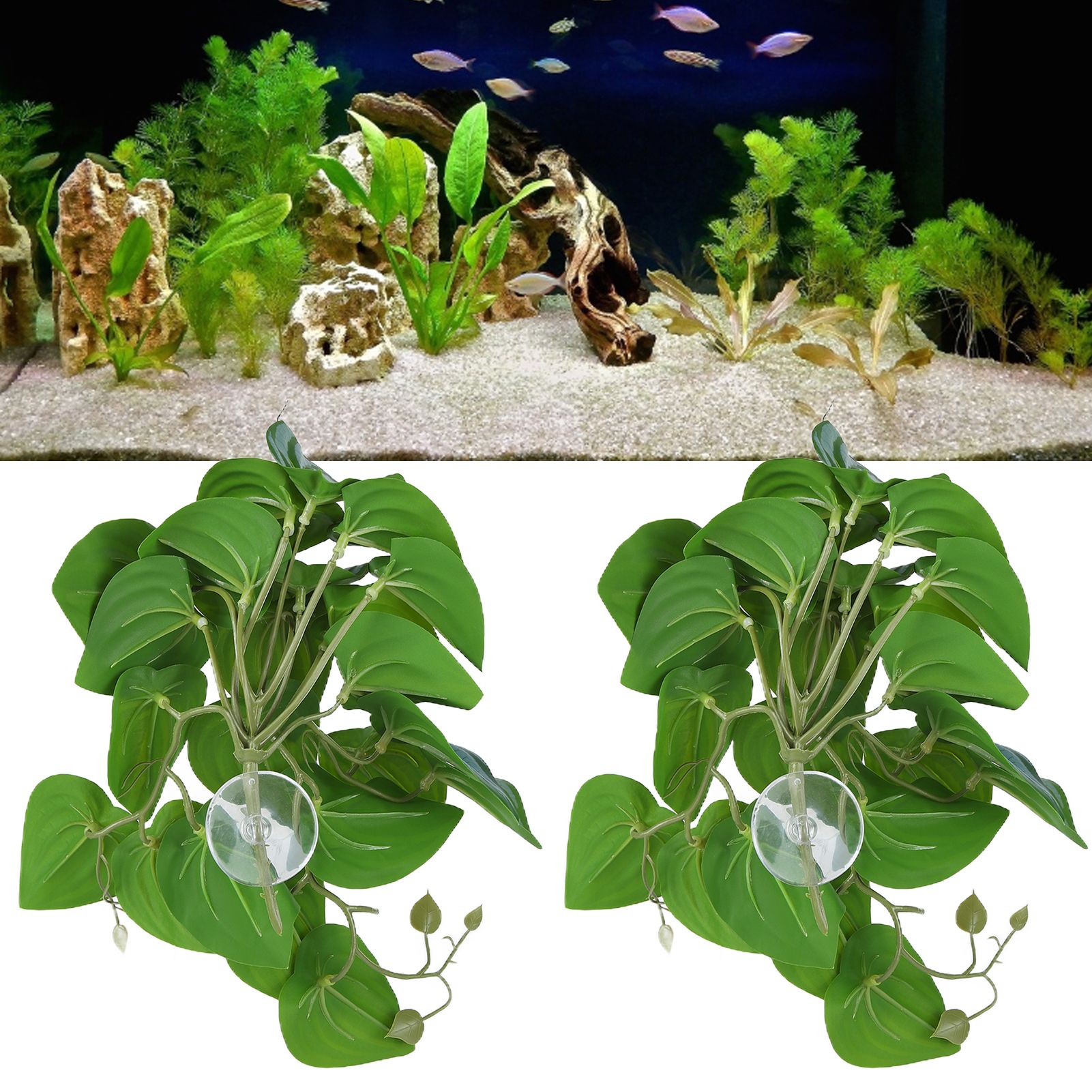2PCS Artificial Water Plant Simulation Vine Lifelike Plastic Leaves Decoration view 11