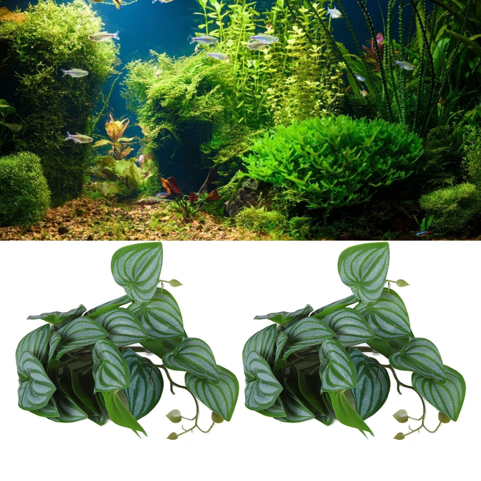 2PCS Artificial Water Plant Simulation Vine Lifelike Plastic Leaves Decoration view 12