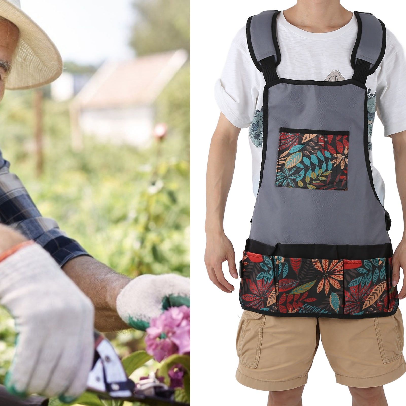 Matching Color Work Apron Adjustable 600D Oxford Cloth Gardening Tool Kit Bag view 12