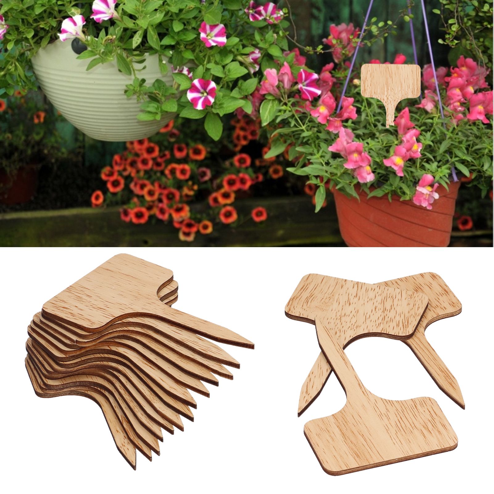 50PCS Bamboo Plant Labels T Type Wooden Plant Sign for Seed Potted Herbs view 11