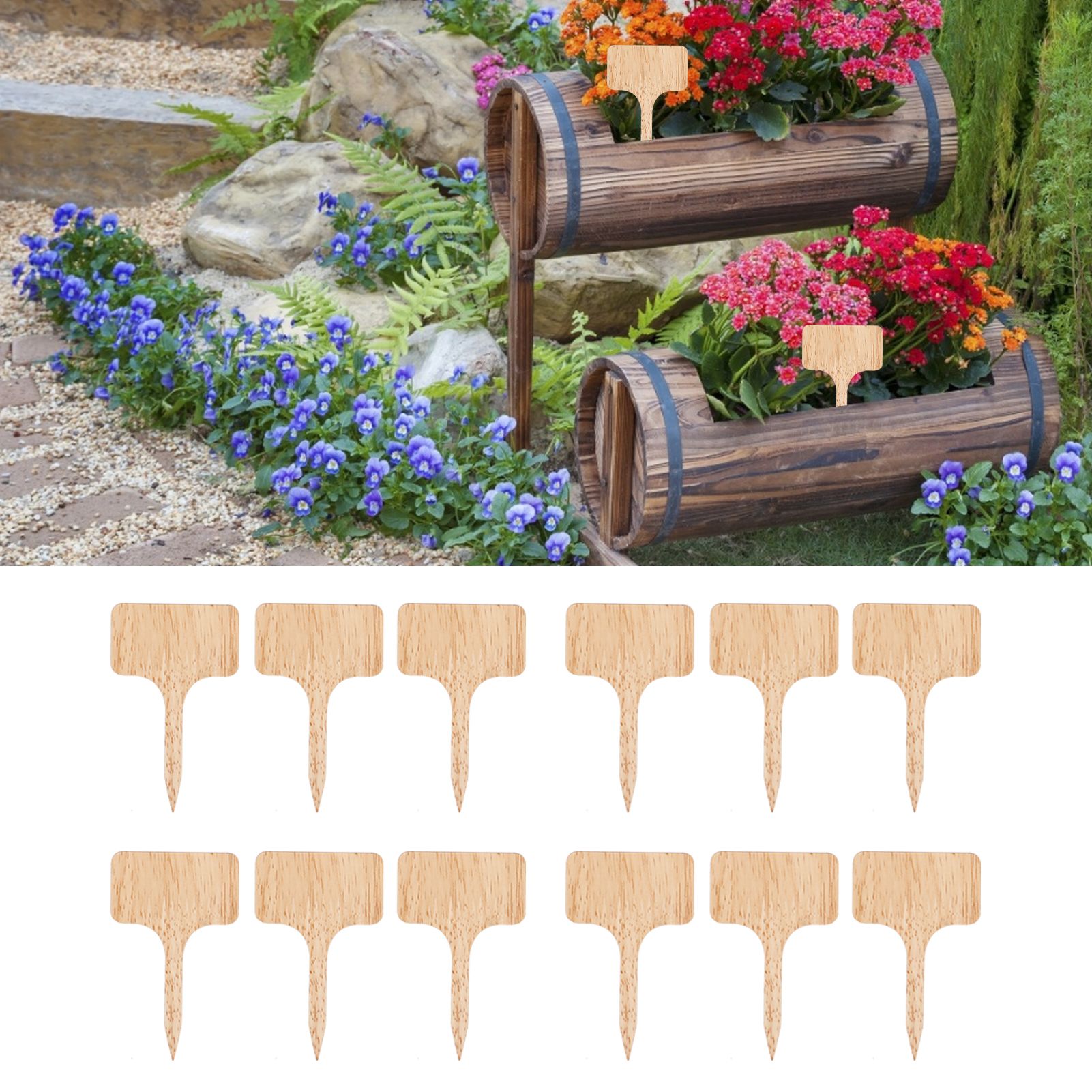 50PCS Bamboo Plant Labels T Type Wooden Plant Sign for Seed Potted Herbs view 12