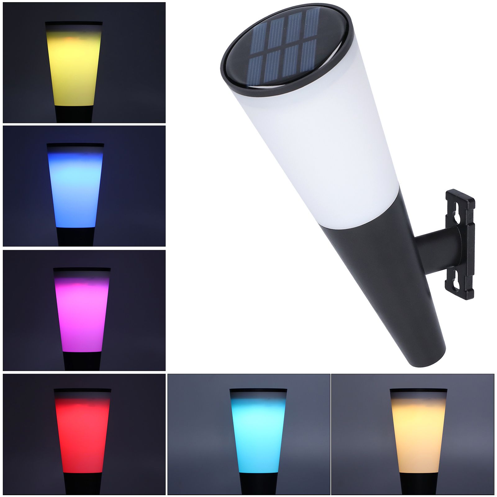 Solar Wall Lamp Warm White RGB Cordless Safe Modern Design Sturdy Durable view 9
