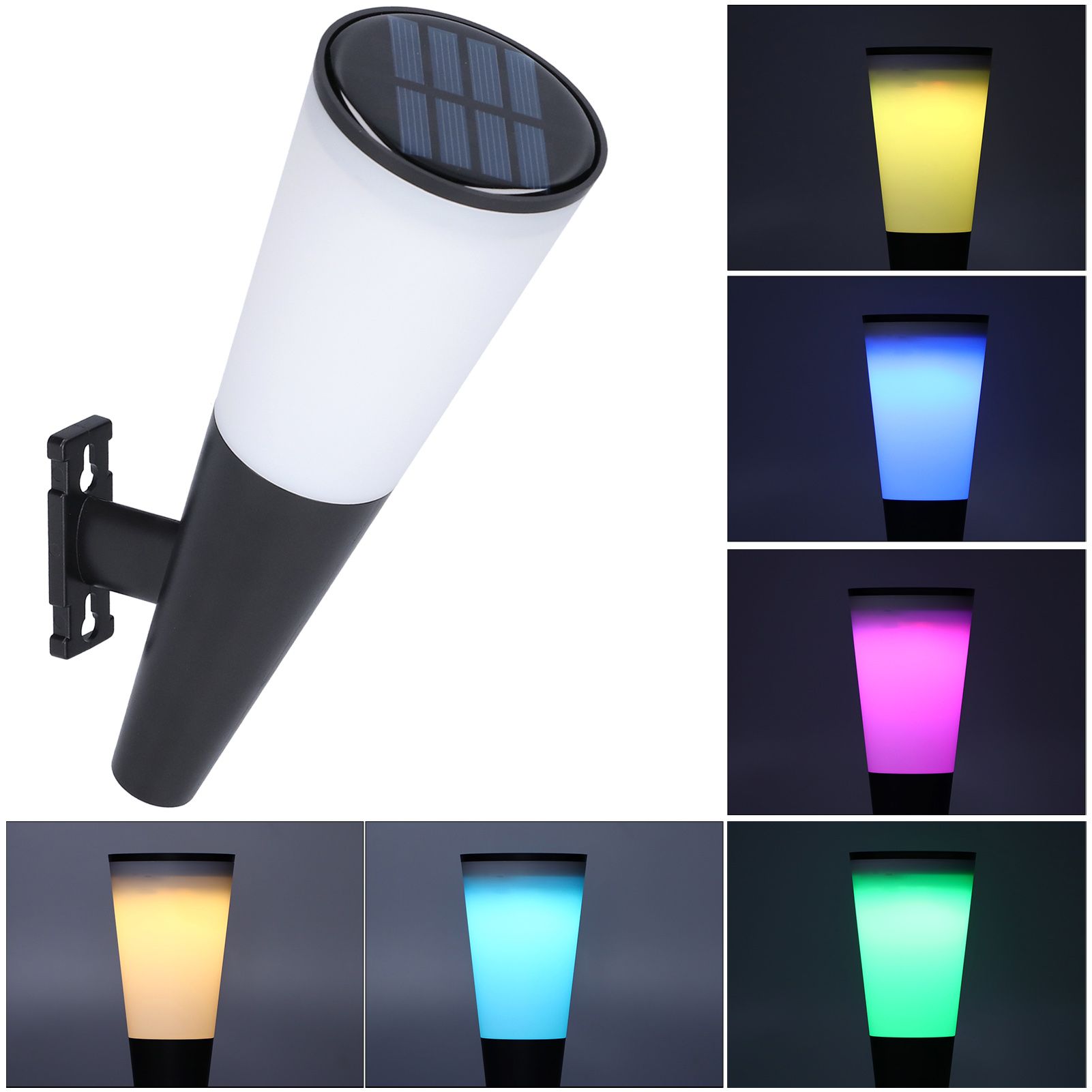 Solar Wall Lamp Warm White RGB Cordless Safe Modern Design Sturdy Durable view 10