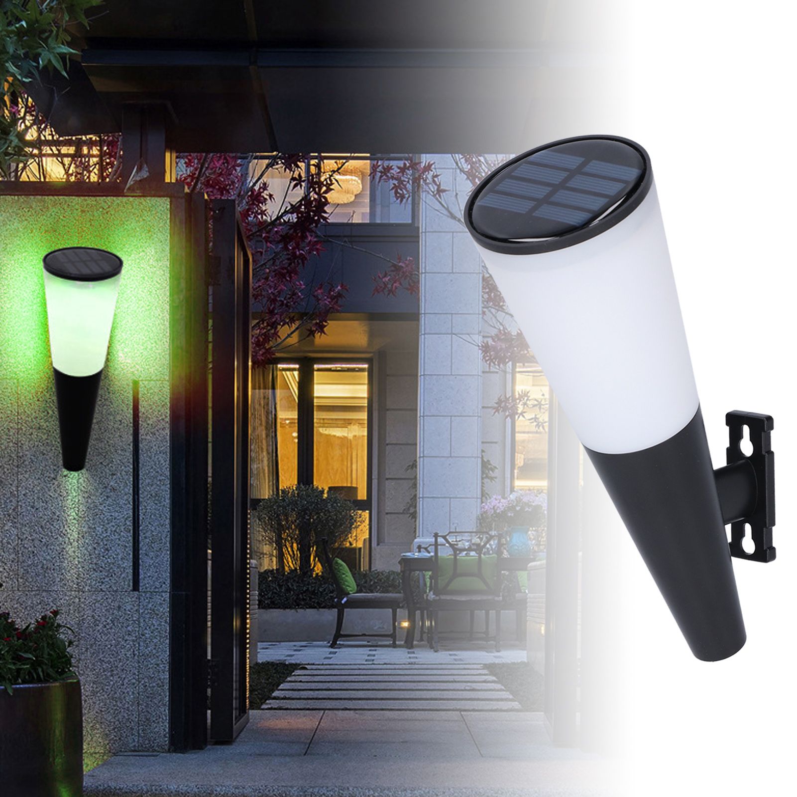 Solar Wall Lamp Warm White RGB Cordless Safe Modern Design Sturdy Durable view 11