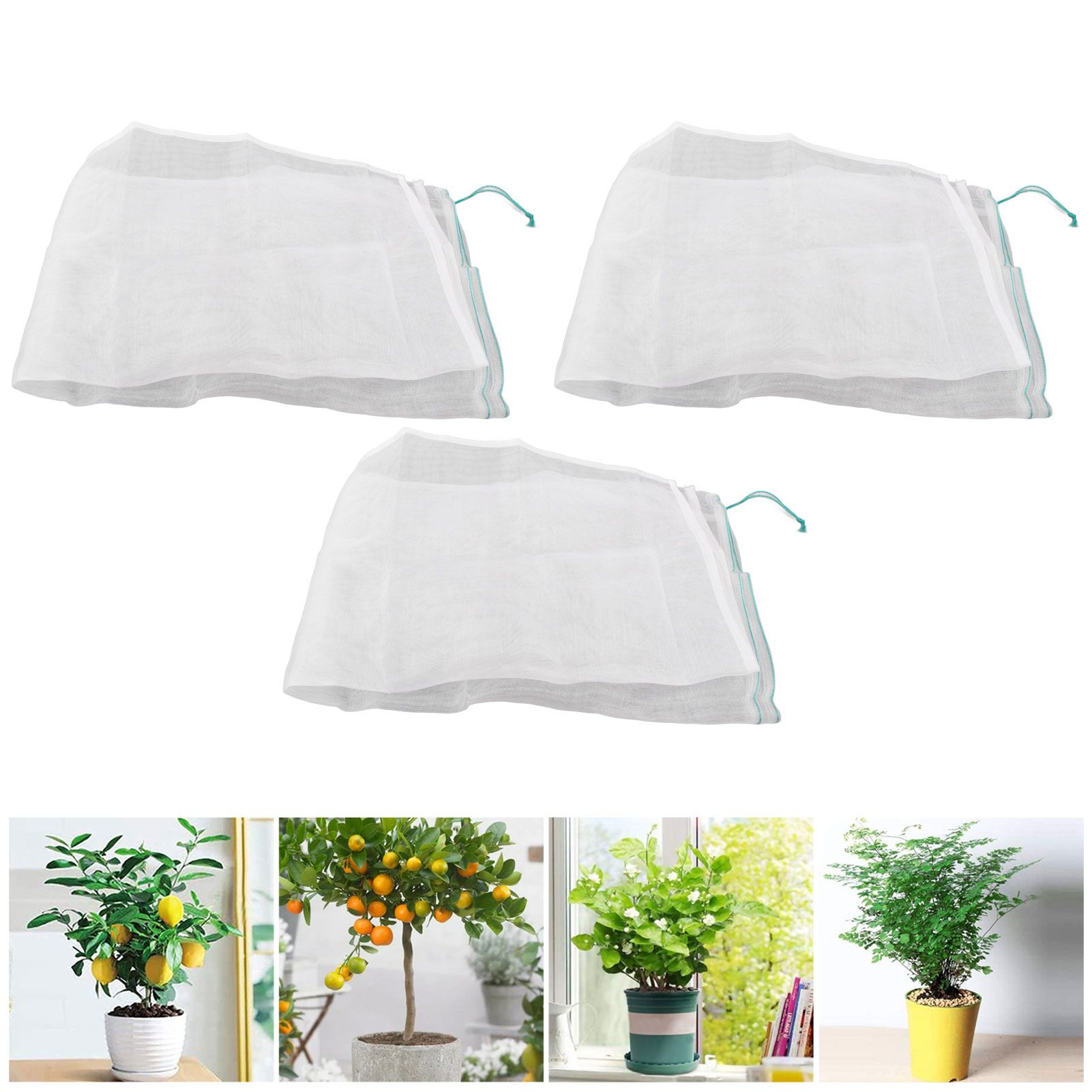 3Pcs Garden Plant Netting with Green Drawstring Potted Plant Fruit Tree view 12
