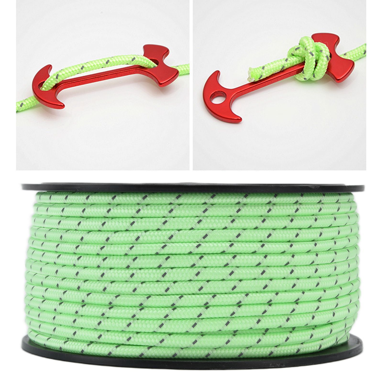 50m Reflective Nylon Rope 5mm Thickness Fluorescent Tent Canopy Rope view 11
