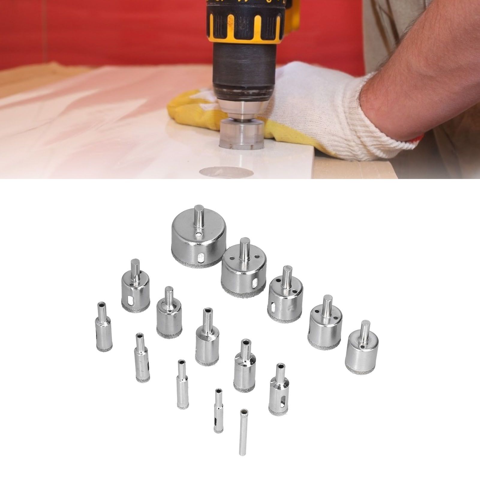 15Pcs/Set 6‑50mm Diamond Drill Bit Kit Ceramic Marble Hole Opener for Glass view 12