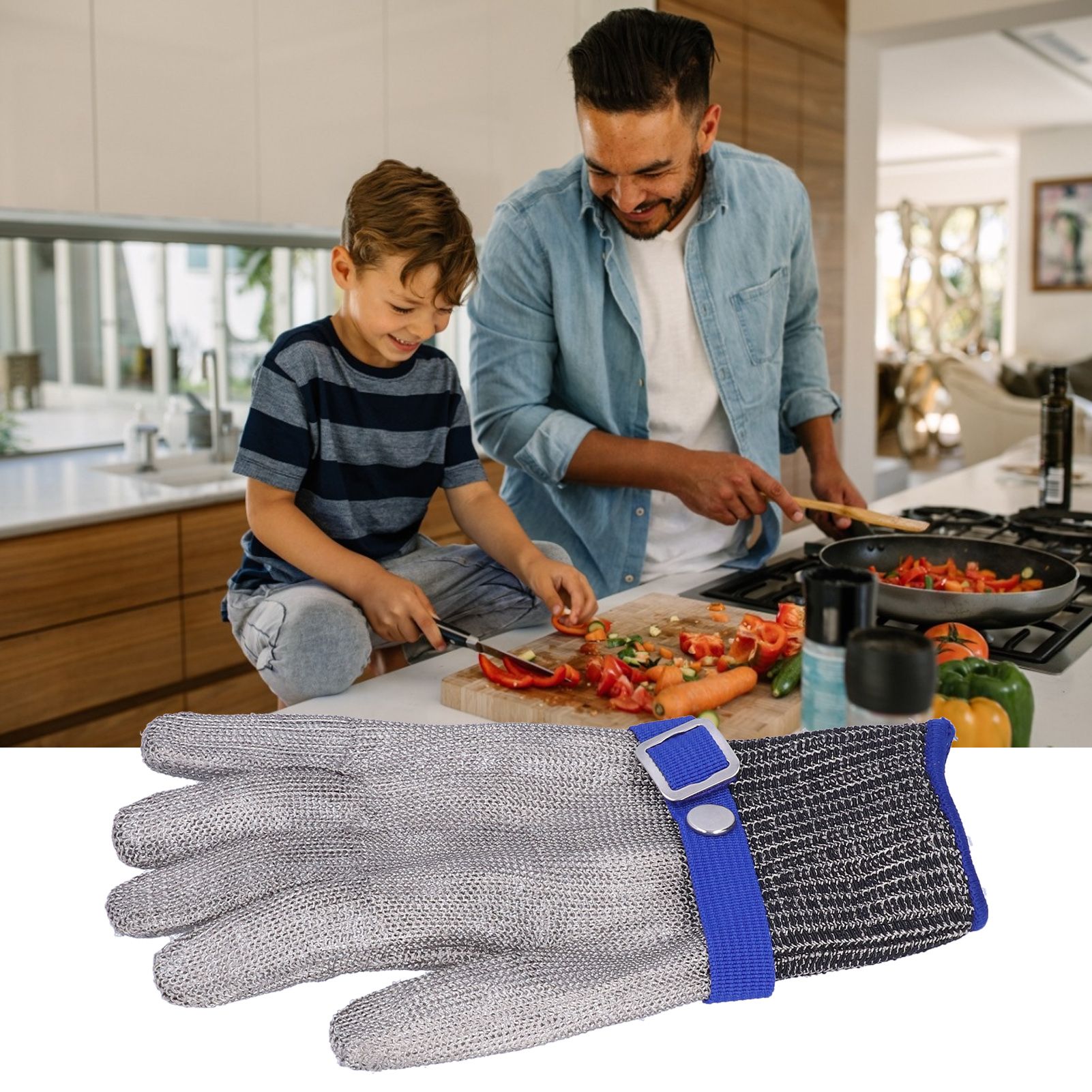 Cut Resistant Work Gloves Stainless Steel Wire Level 5 Protection Woven view 12