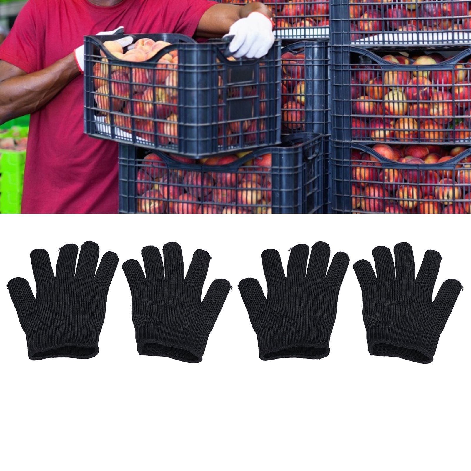 2 Pairs Cut Resistant Gloves Level 5 Protection Scratch Proof Steel Wire view 12