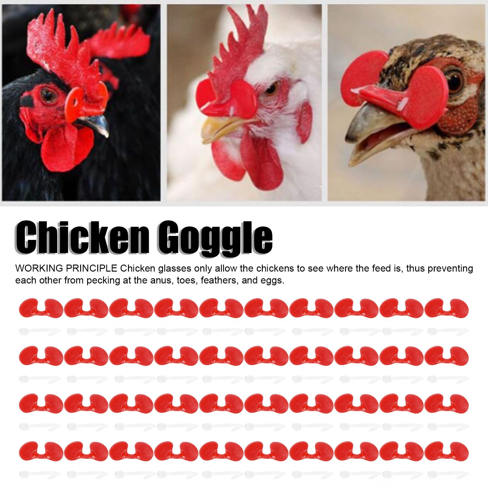 1000Set 6cm Chicken Blinders with Holes Plastic Anti Pecking Chicken Eye view 15