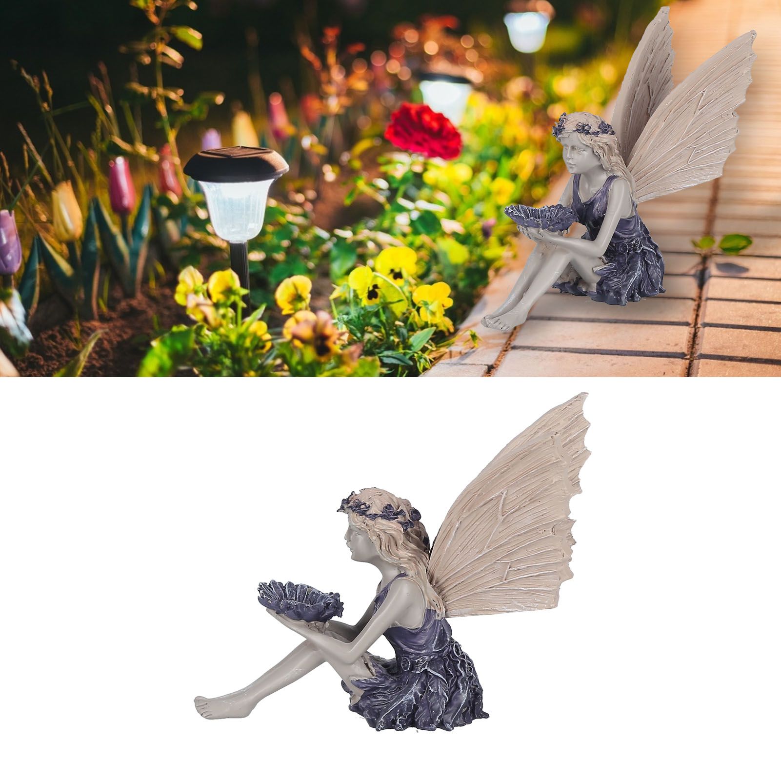 Sitting Fairy Statue Decorative Sunflower Fairy Ornament for Gardening Outdoor view 12