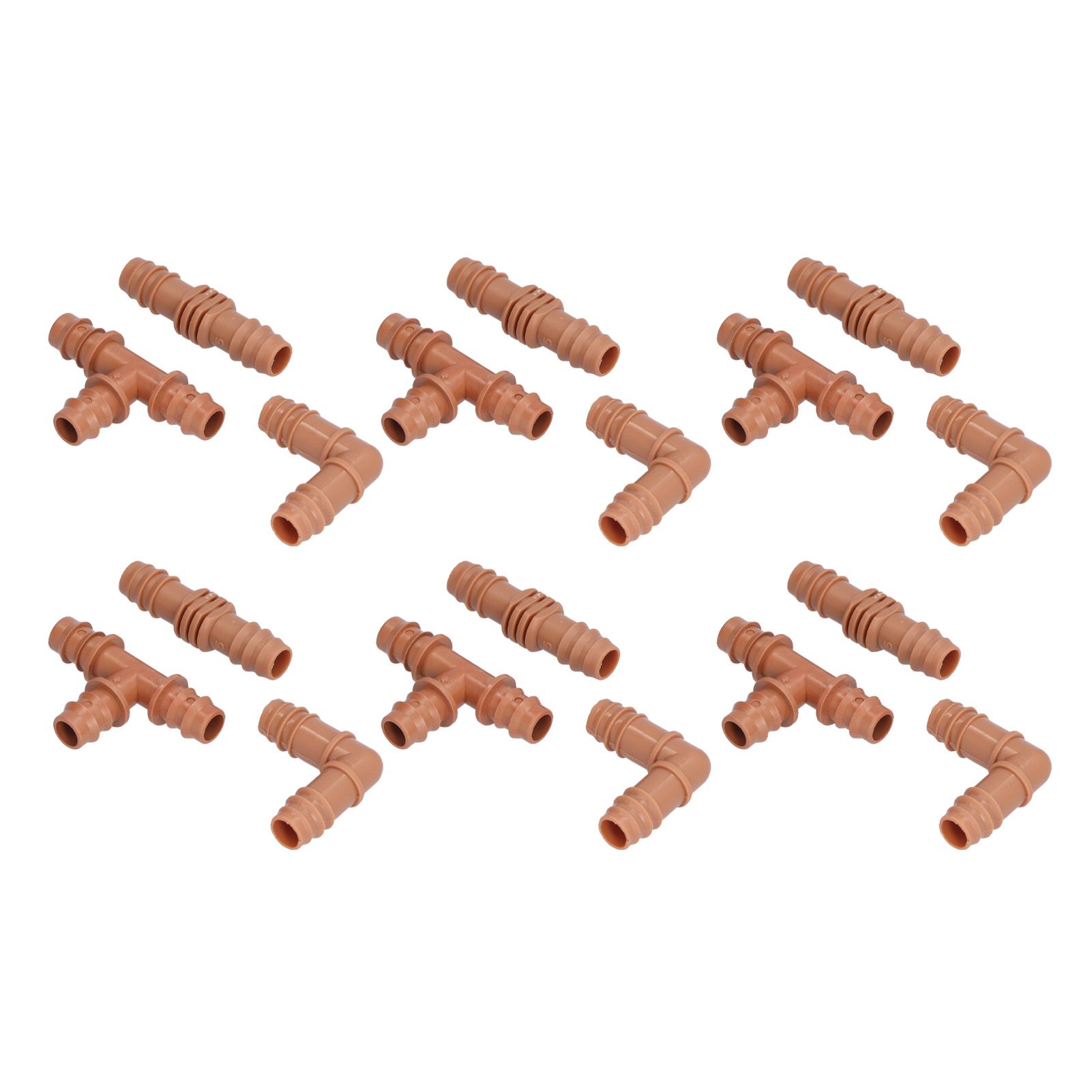 18Pcs Irrigation Fittings Kit Brown Water Barbed Coupling Connecter for 16mm Pipes view 4