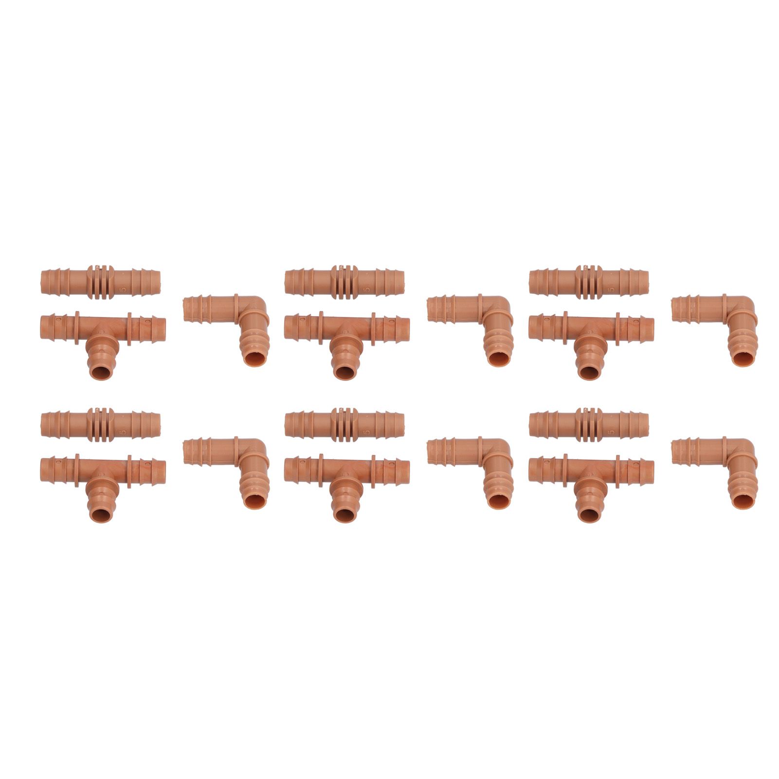 18Pcs Irrigation Fittings Kit Brown Water Barbed Coupling Connecter for 16mm Pipes view 5