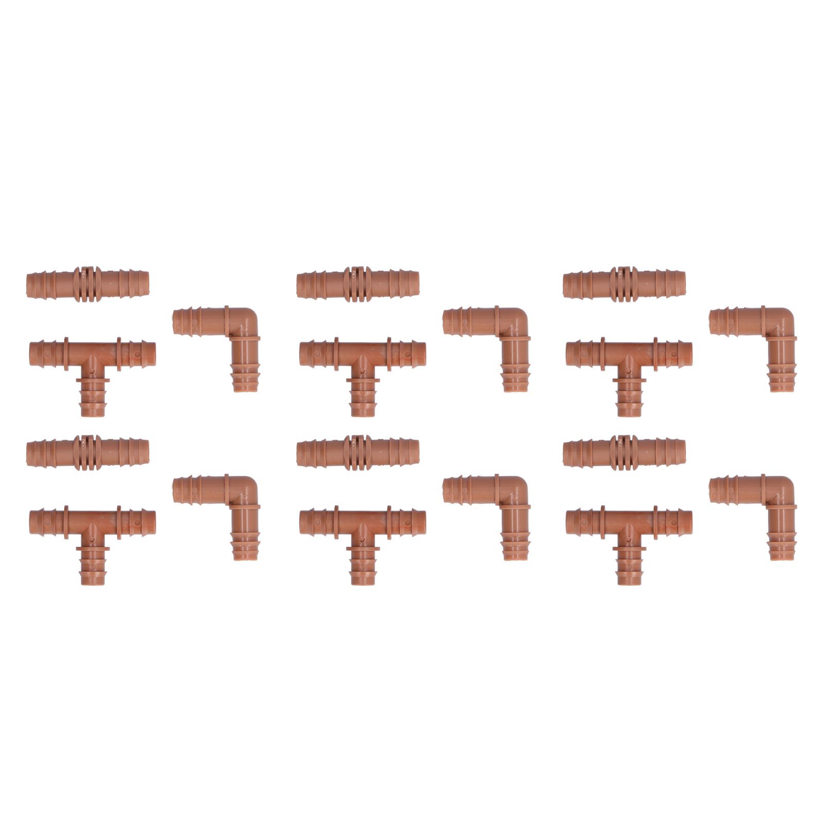 18Pcs Irrigation Fittings Kit Brown Water Barbed Coupling Connecter for 16mm Pipes view 6