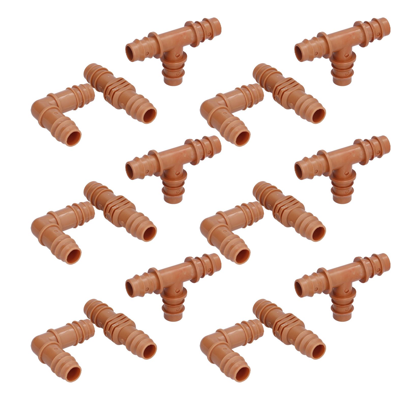 18Pcs Irrigation Fittings Kit Brown Water Barbed Coupling Connecter for 16mm Pipes view 7