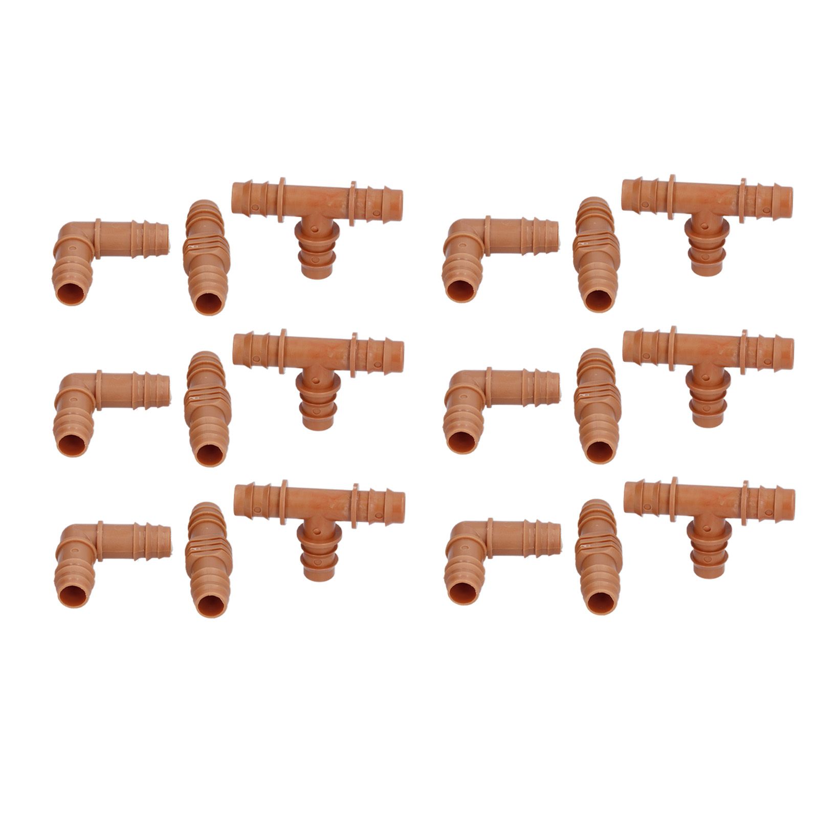 18Pcs Irrigation Fittings Kit Brown Water Barbed Coupling Connecter for 16mm Pipes view 8
