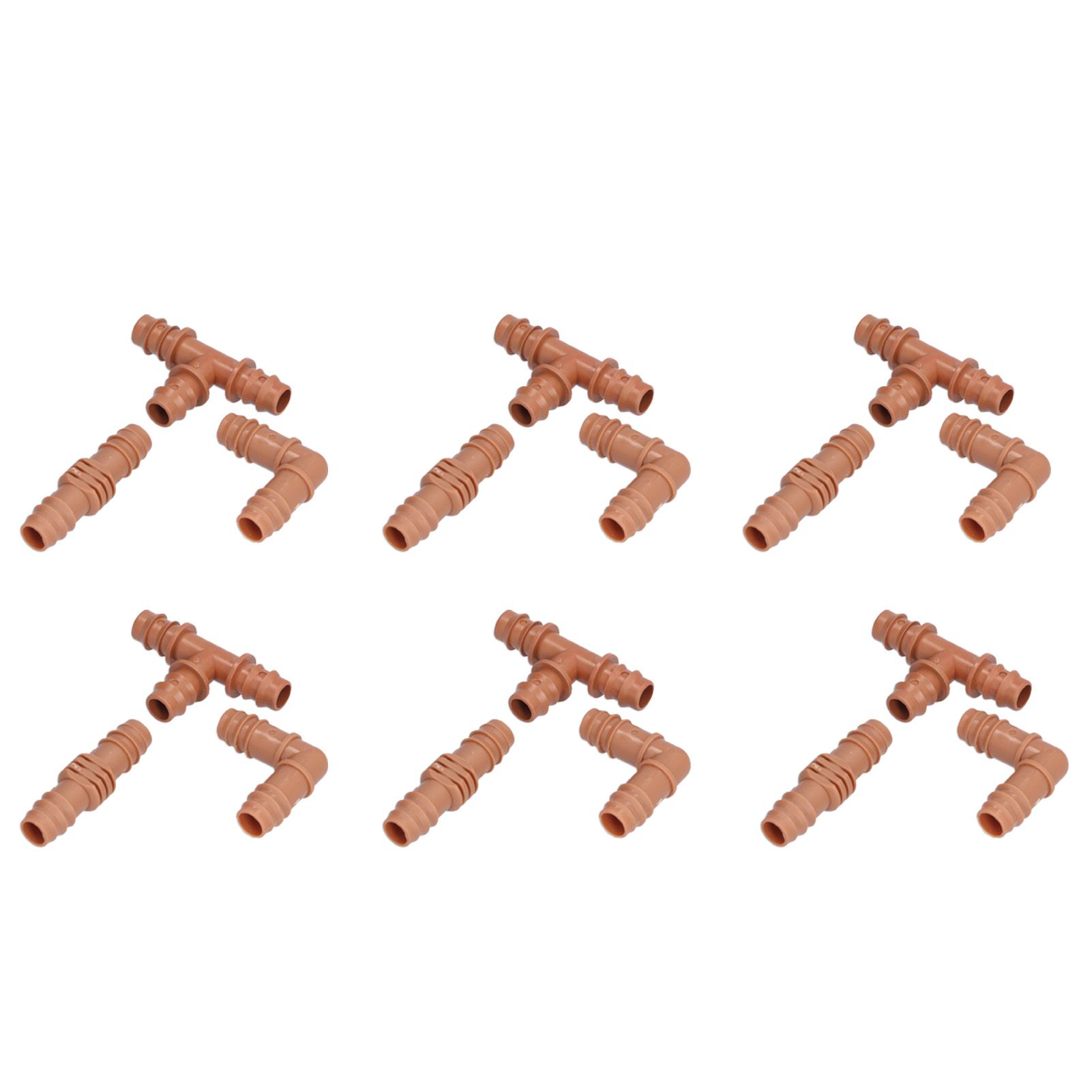 18Pcs Irrigation Fittings Kit Brown Water Barbed Coupling Connecter for 16mm Pipes view 9
