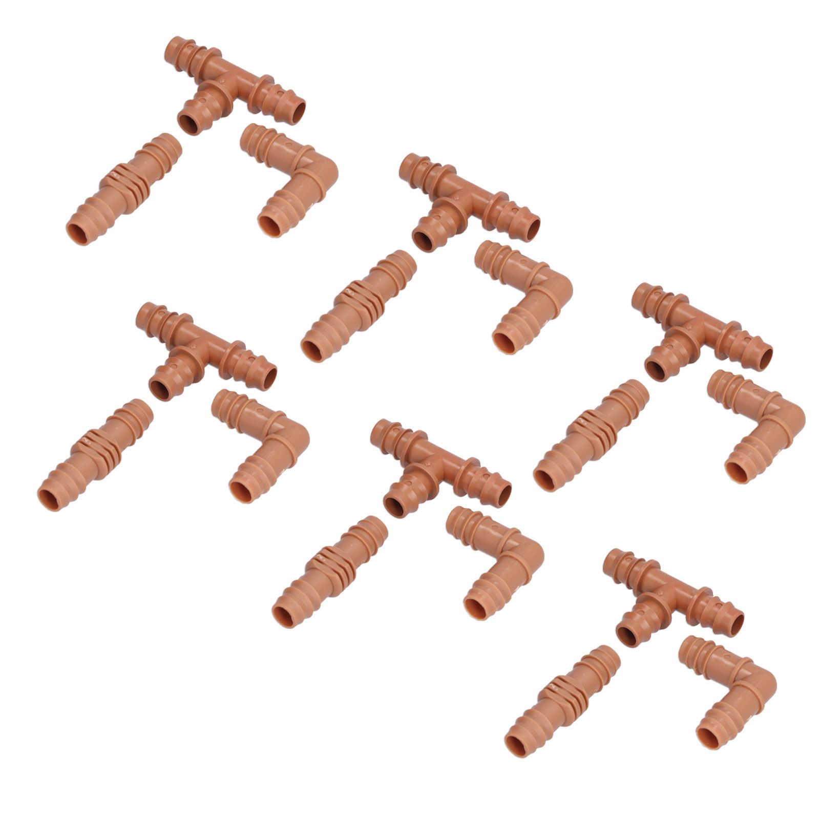 18Pcs Irrigation Fittings Kit Brown Water Barbed Coupling Connecter for 16mm Pipes view 10