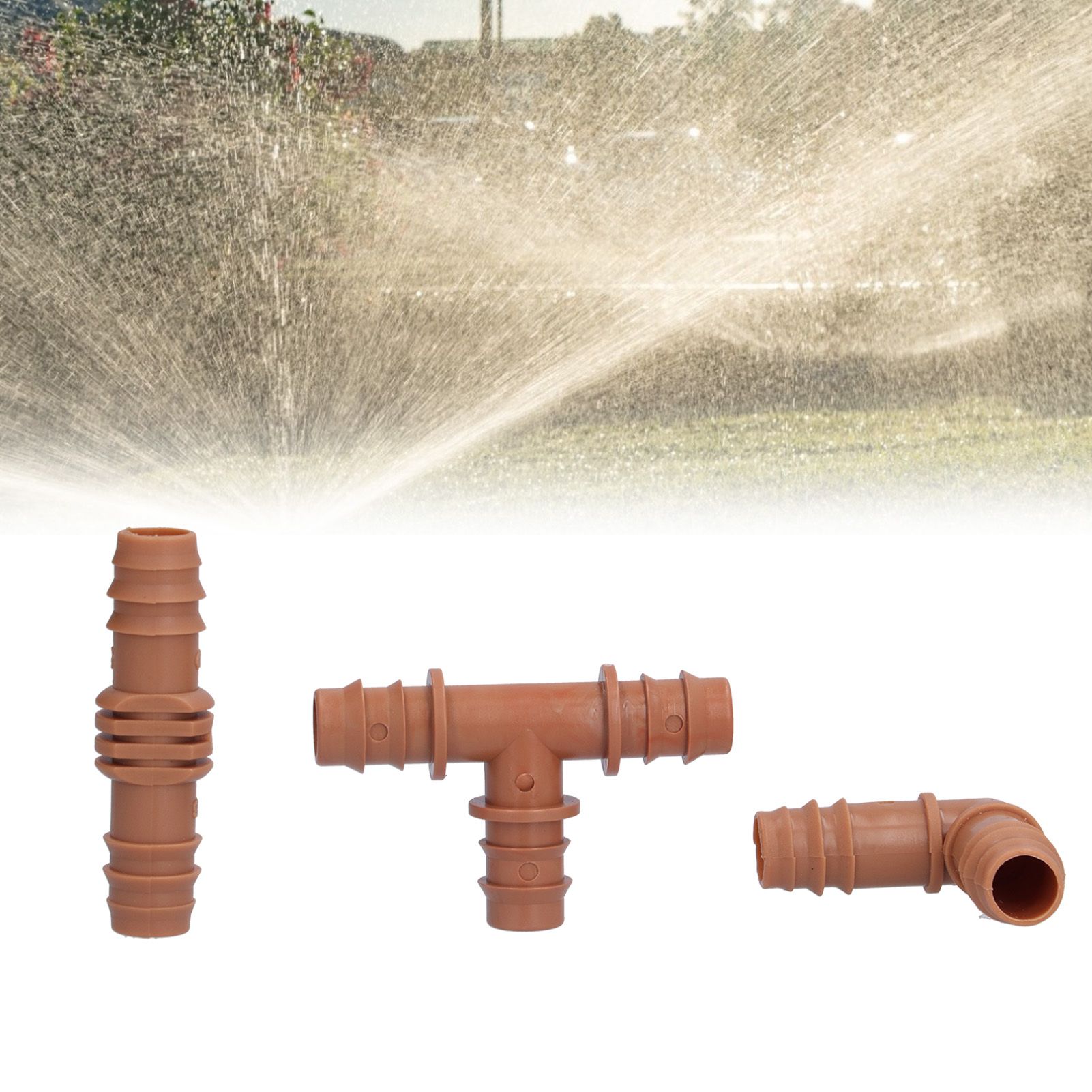 18Pcs Irrigation Fittings Kit Brown Water Barbed Coupling Connecter for 16mm Pipes view 11