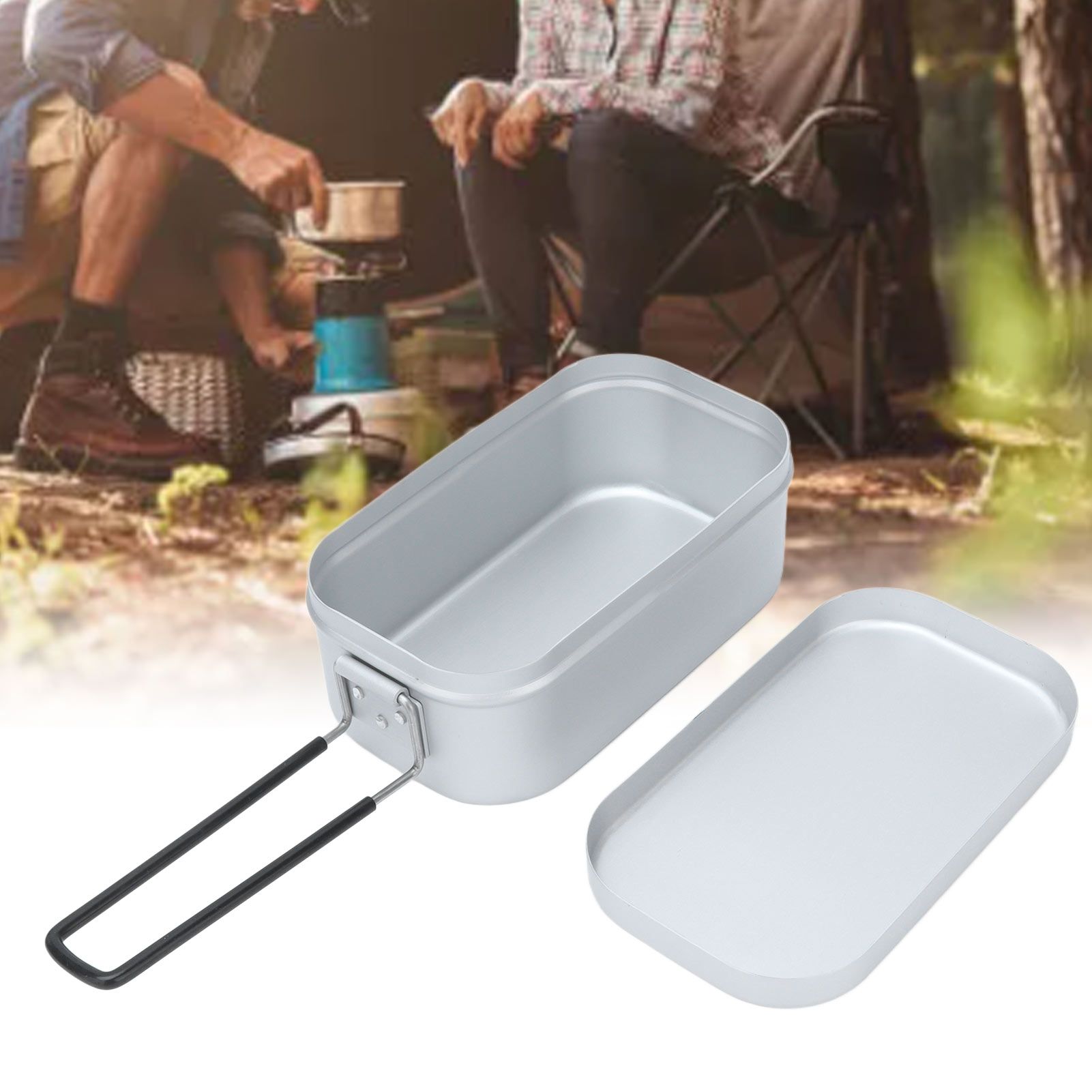 800ml Aluminum Lunch Box with Lid Rectangular Portable Bento Box for Outdoor view 11