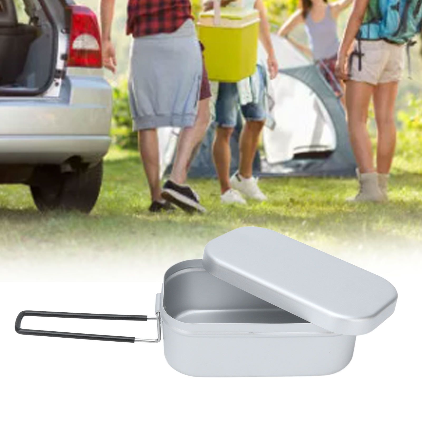 800ml Aluminum Lunch Box with Lid Rectangular Portable Bento Box for Outdoor view 12