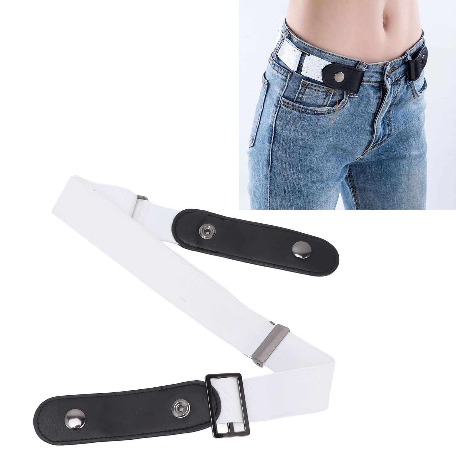No Buckle Belt Women Traceless Adjustable Size Weaving Buckle Free Belt Women view 11