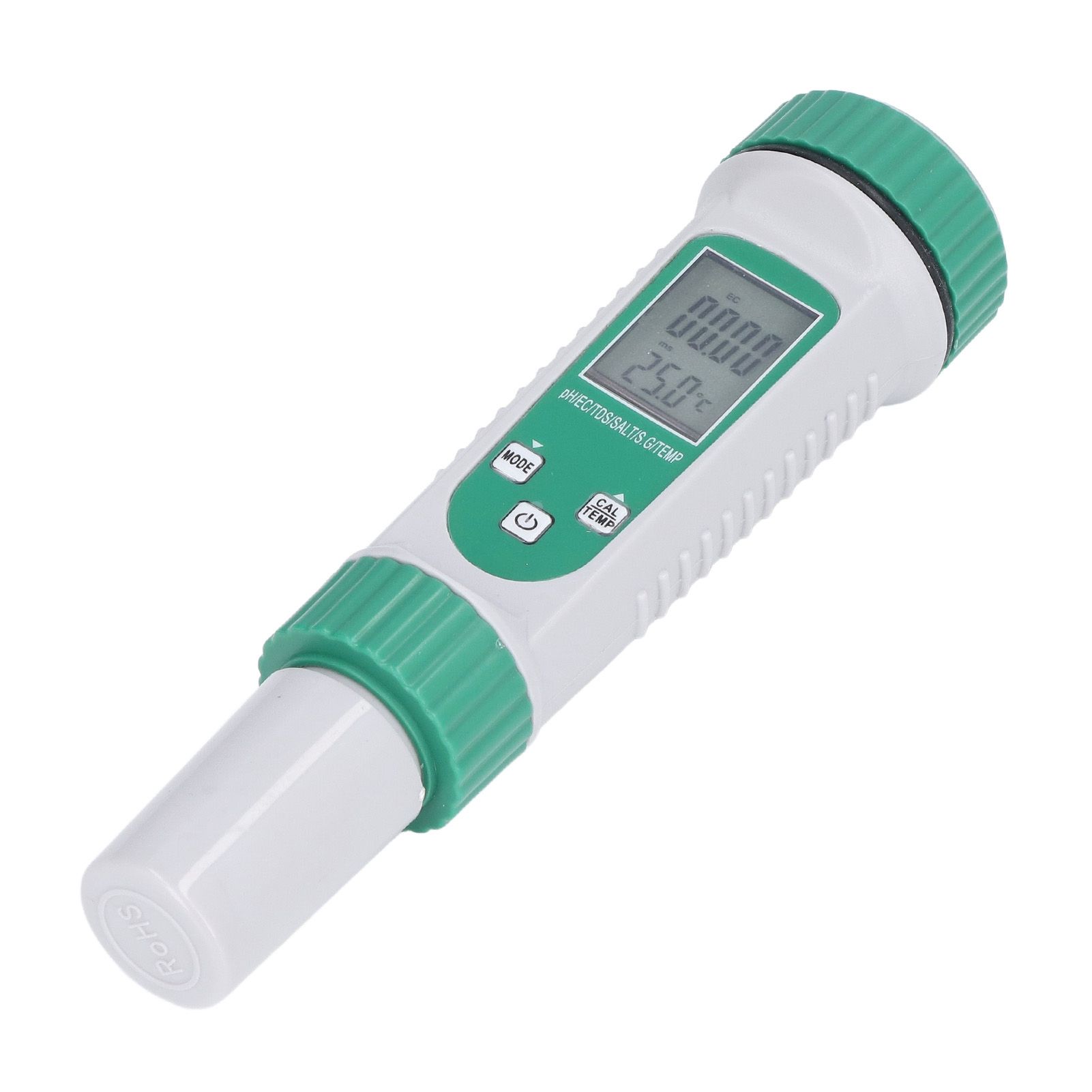 6 in 1 Water Quality Tester PH EC TDS SALT S.G Temperature LCD Screen White view 2