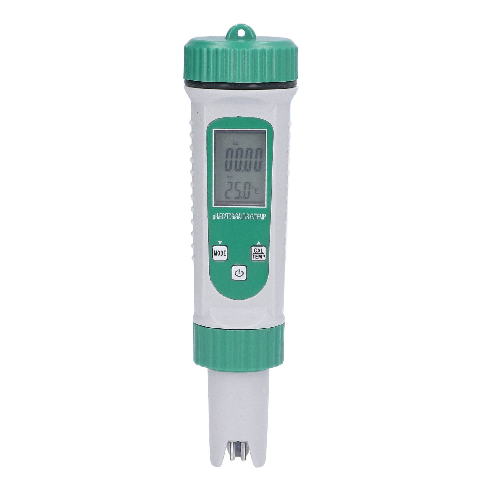 6 in 1 Water Quality Tester PH EC TDS SALT S.G Temperature LCD Screen White view 5