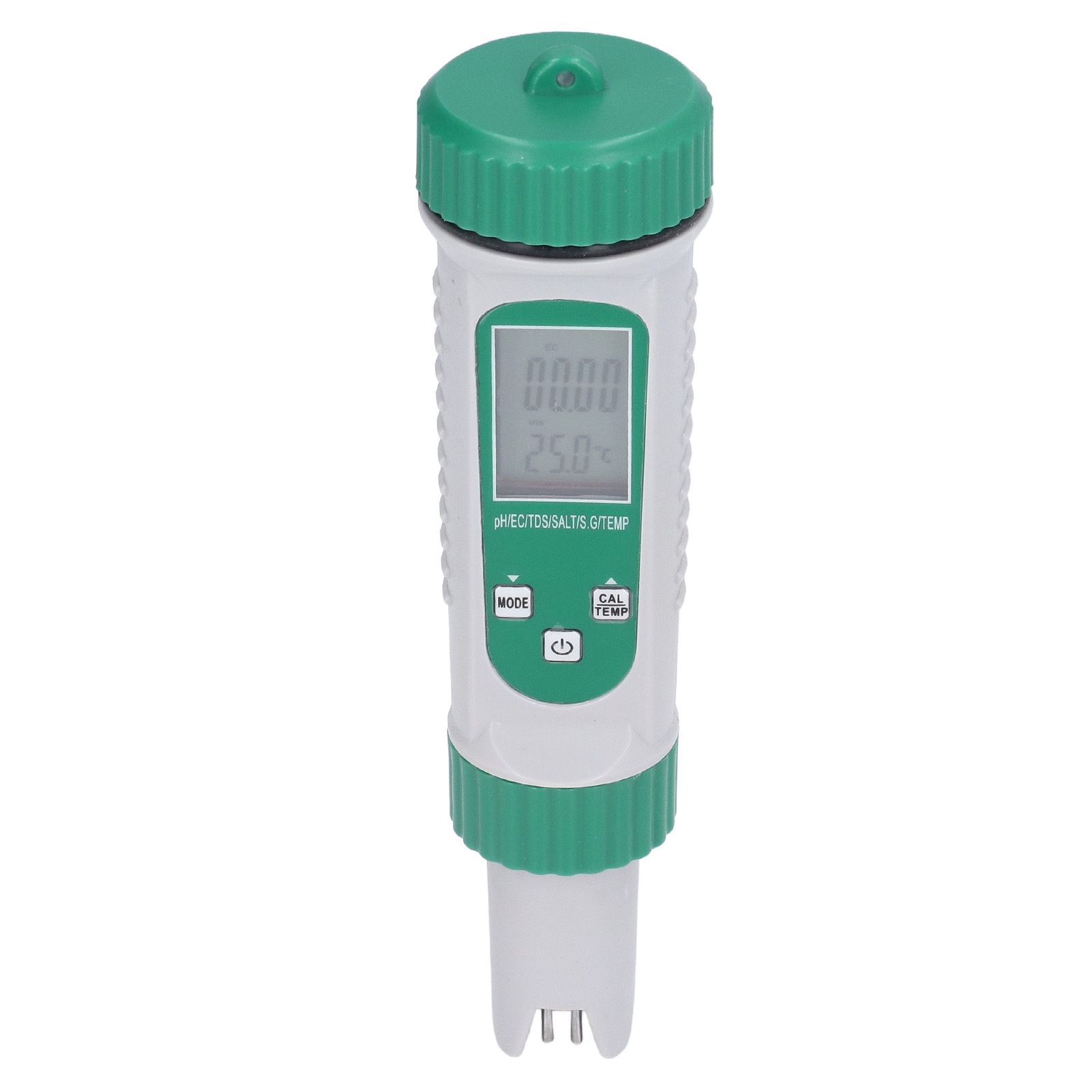 6 in 1 Water Quality Tester PH EC TDS SALT S.G Temperature LCD Screen White view 6