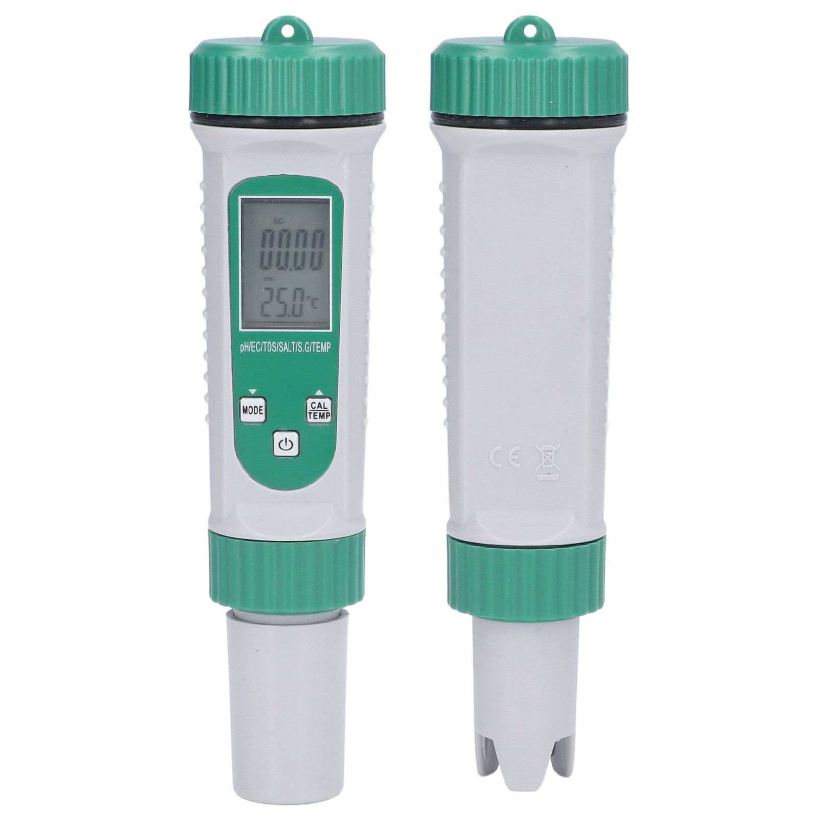 6 in 1 Water Quality Tester PH EC TDS SALT S.G Temperature LCD Screen White view 9